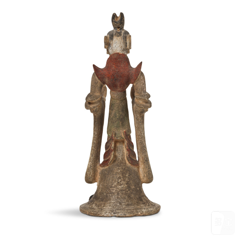 二十世紀 石雕加彩仕女像 | STATUETTE DE DAME DE COUR EN PIERRE POLYCHROME DE STYLE TANG - 图4